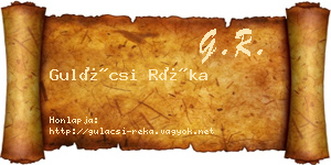 Gulácsi Réka névjegykártya